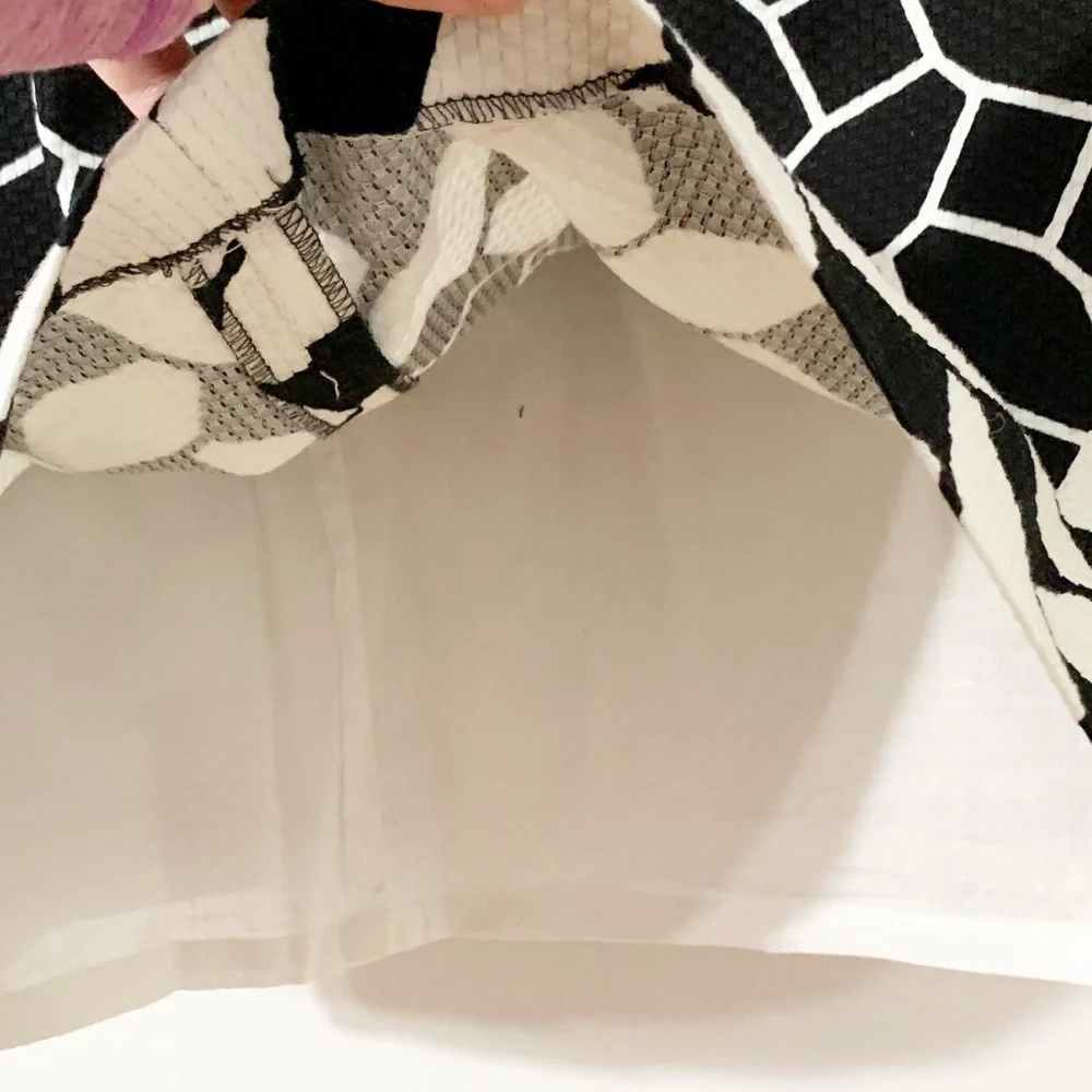 Talbots Geometric Shape Printed A-line Cotton Skirt Front Pleating Invisible Zip - Picture 11 of 14